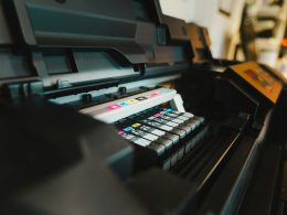 a close up of a printer on a table