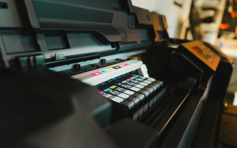 a close up of a printer on a table