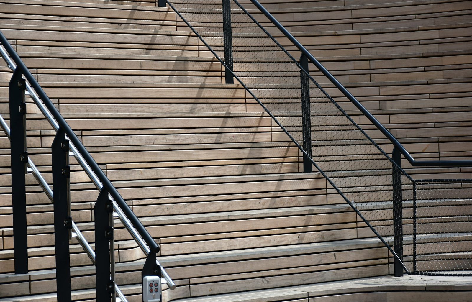 a man walking down a flight of stairs