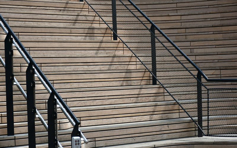 a man walking down a flight of stairs