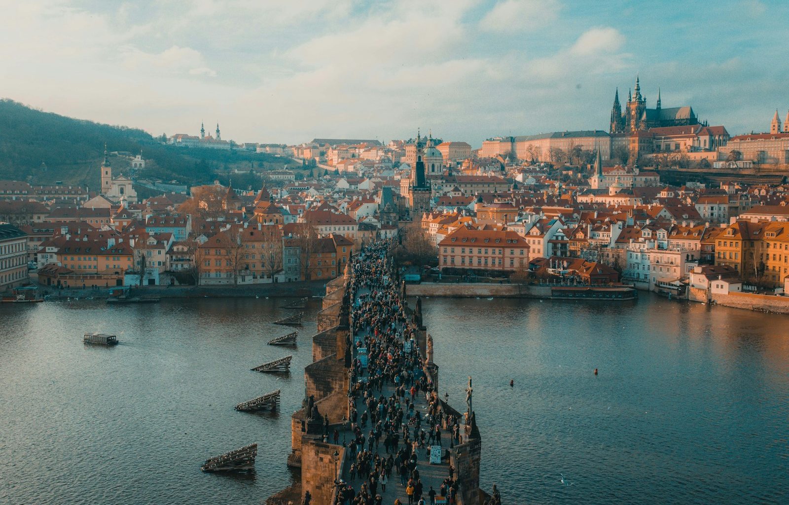 people walking on bridge